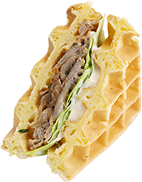 ワッフルサンド　がつんとしょうが焼き